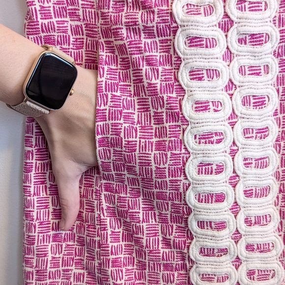 Lilly Pulitzer Sleeveless Shift Dress V Neck Pink White Embroidered - Picture 4 of 6